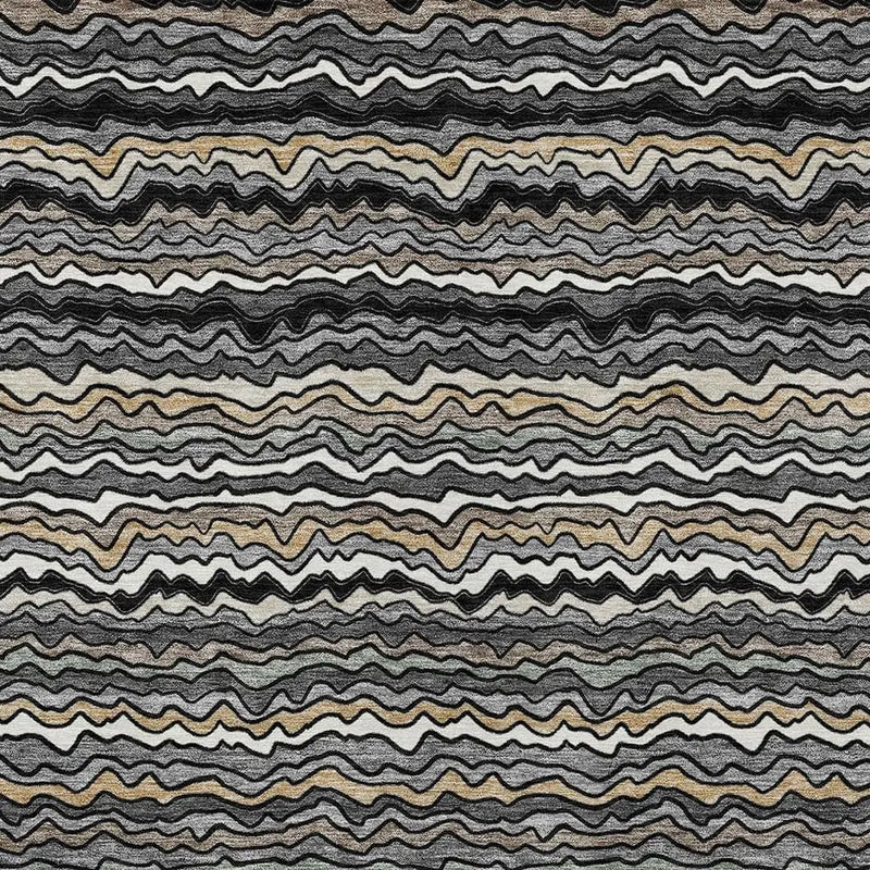 5' X 8' Black And Brown Striped Washable Indoor Outdoor Area Rug Homeroots Outdoor