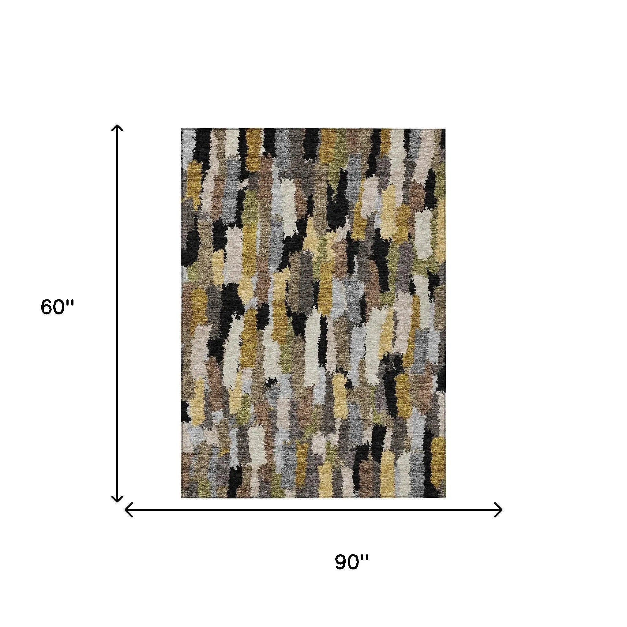 5' X 8' Black And Brown Striped Washable Indoor Outdoor Area Rug Homeroots Outdoor