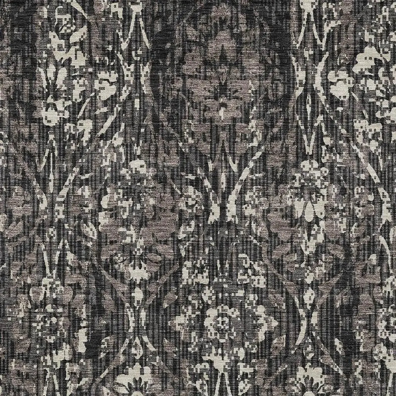 5' X 8' Black And Charcoal Damask Washable Indoor Outdoor Area Rug Homeroots Outdoor