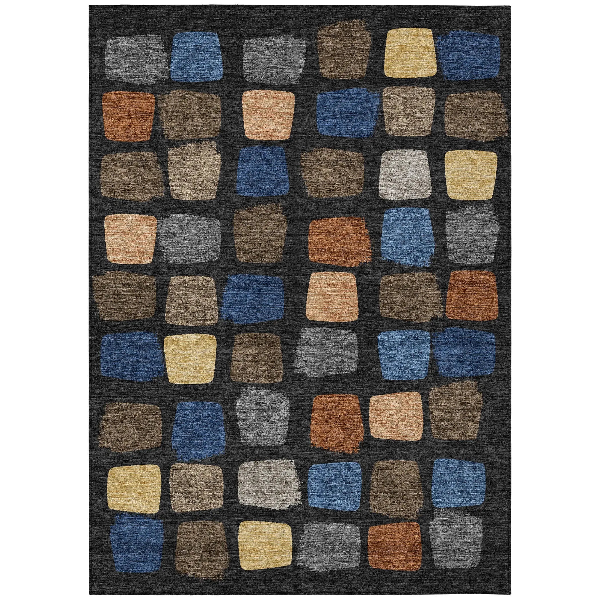 5' X 8' Black And Charcoal Geometric Washable Indoor Outdoor Area Rug Homeroots Outdoor