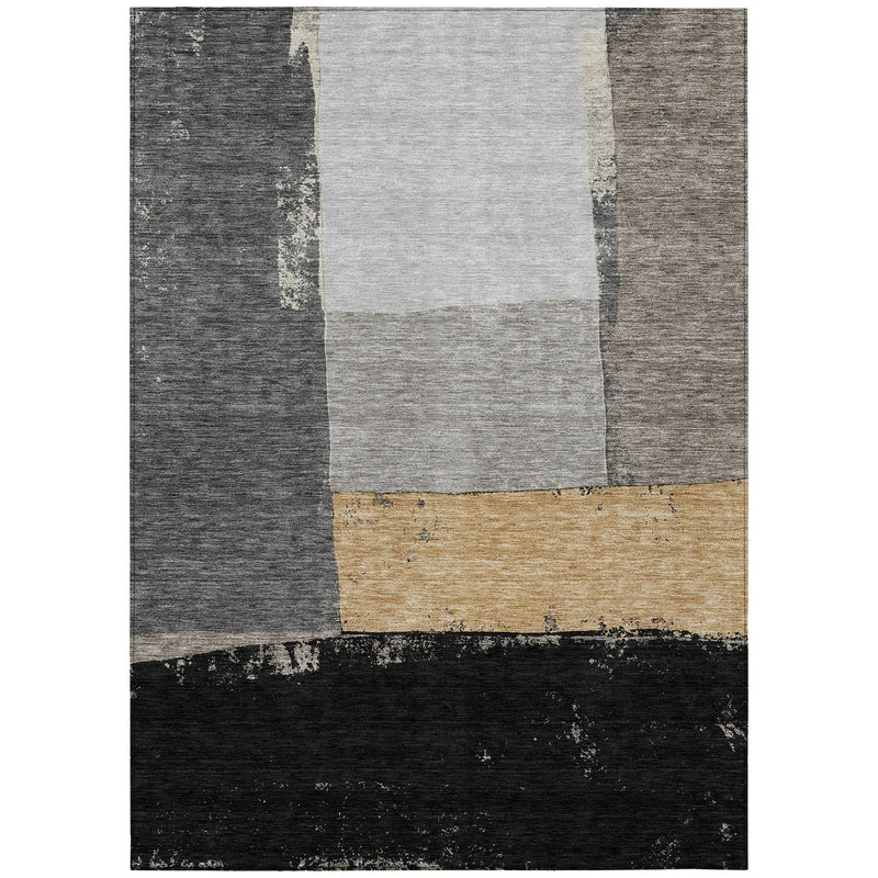 5' X 8' Black And Charcoal Geometric Washable Indoor Outdoor Area Rug Homeroots Outdoor