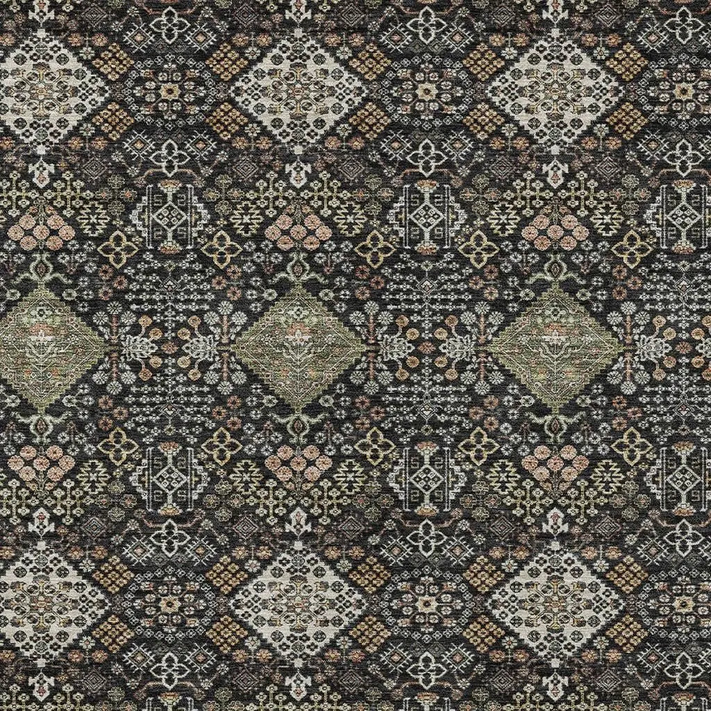 5' X 8' Black And Charcoal Geometric Washable Indoor Outdoor Area Rug Homeroots Outdoor