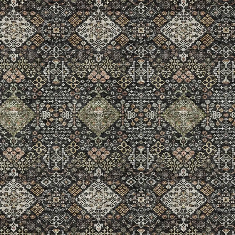 5' X 8' Black And Charcoal Geometric Washable Indoor Outdoor Area Rug Homeroots Outdoor