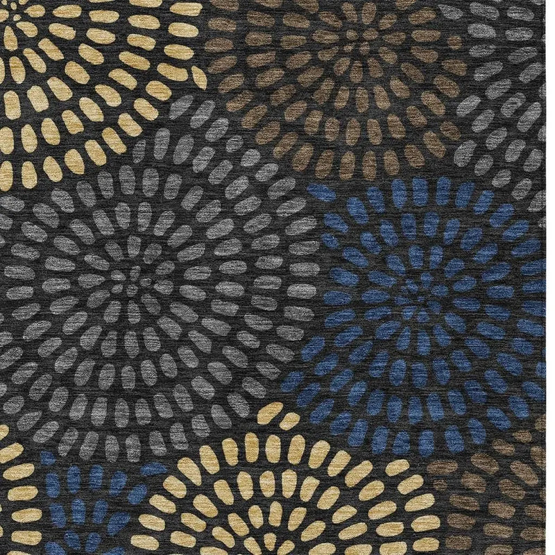5' X 8' Black And Charcoal Geometric Washable Indoor Outdoor Area Rug Homeroots Outdoor
