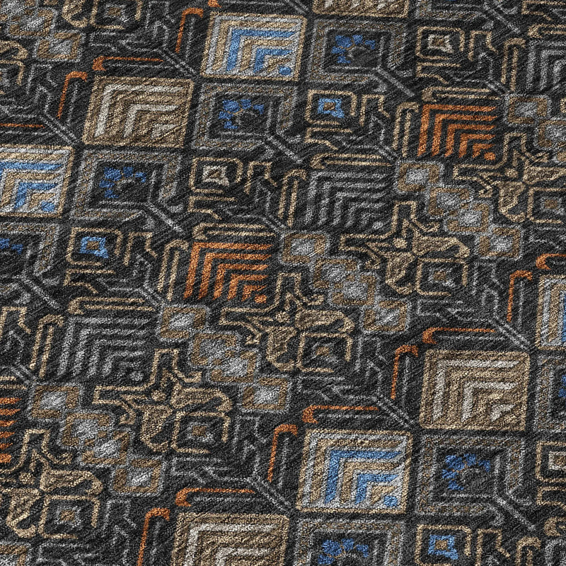 5' X 8' Black And Charcoal Geometric Washable Indoor Outdoor Area Rug Homeroots Outdoor