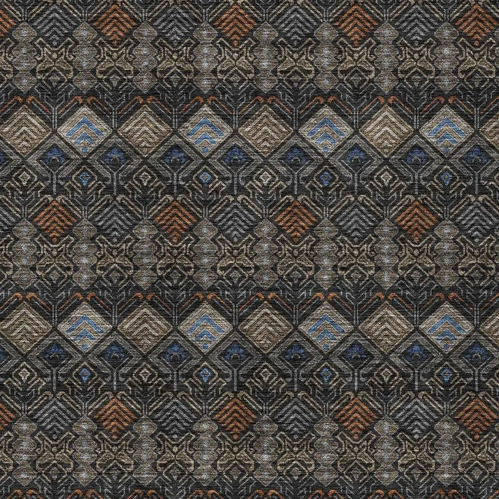 5' X 8' Black And Charcoal Geometric Washable Indoor Outdoor Area Rug Homeroots Outdoor