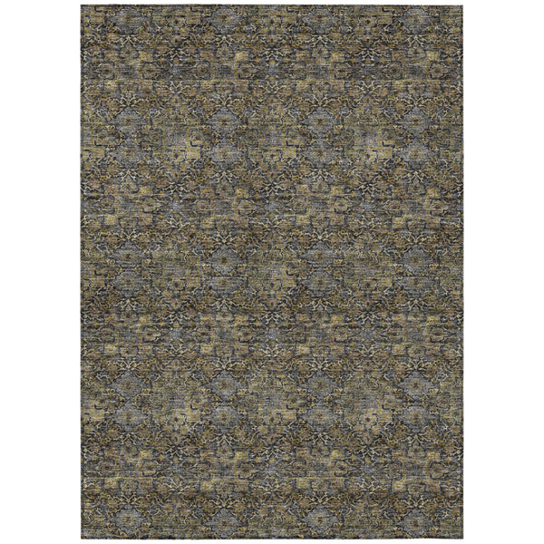 5' X 8' Black And Coffee Damask Washable Indoor Outdoor Area Rug Homeroots Outdoor