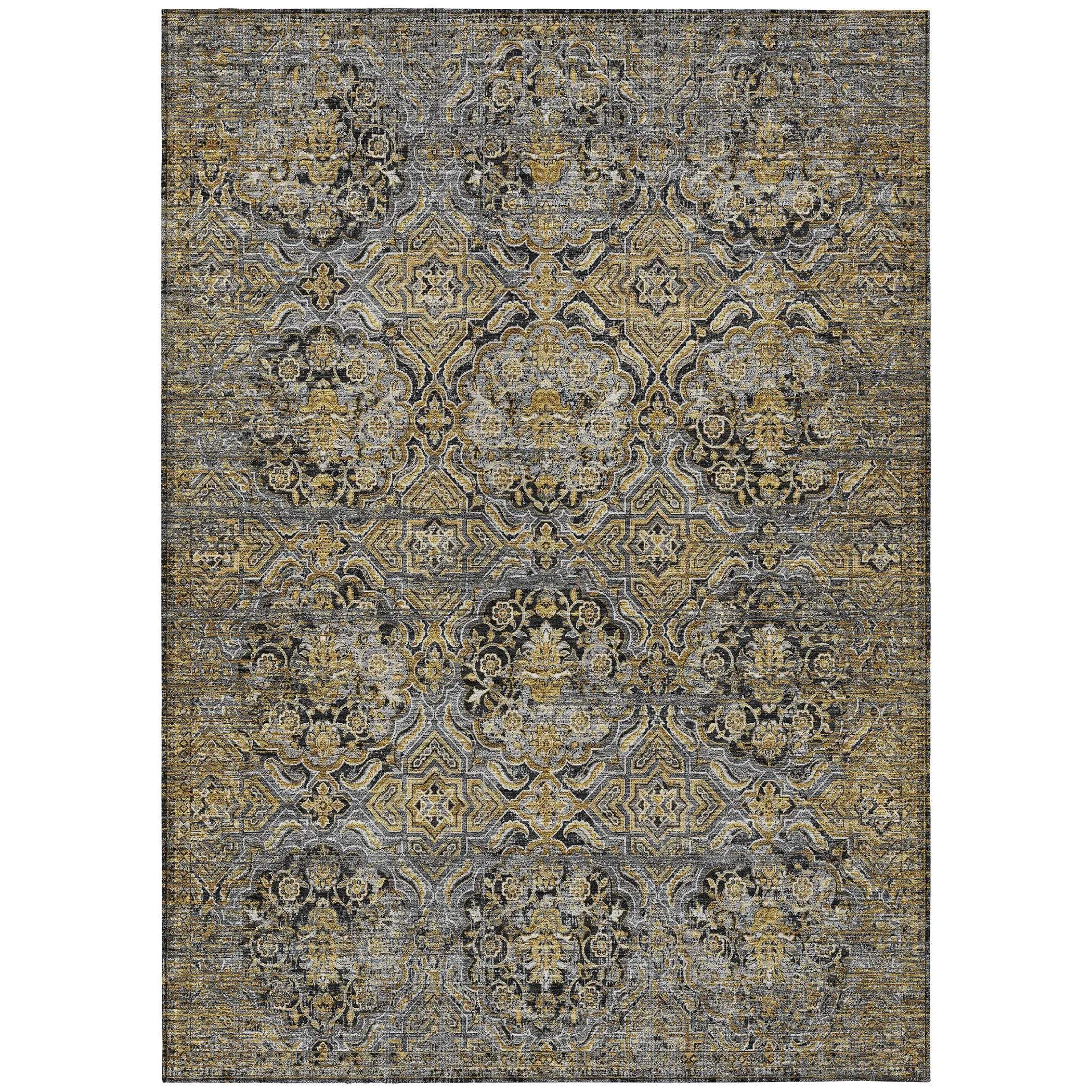 5' X 8' Black And Coffee Floral Washable Indoor Outdoor Area Rug Homeroots Outdoor