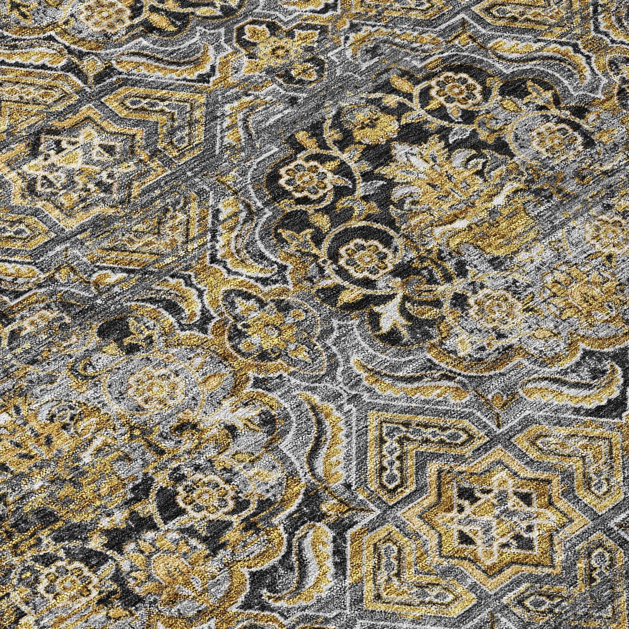 5' X 8' Black And Coffee Floral Washable Indoor Outdoor Area Rug Homeroots Outdoor