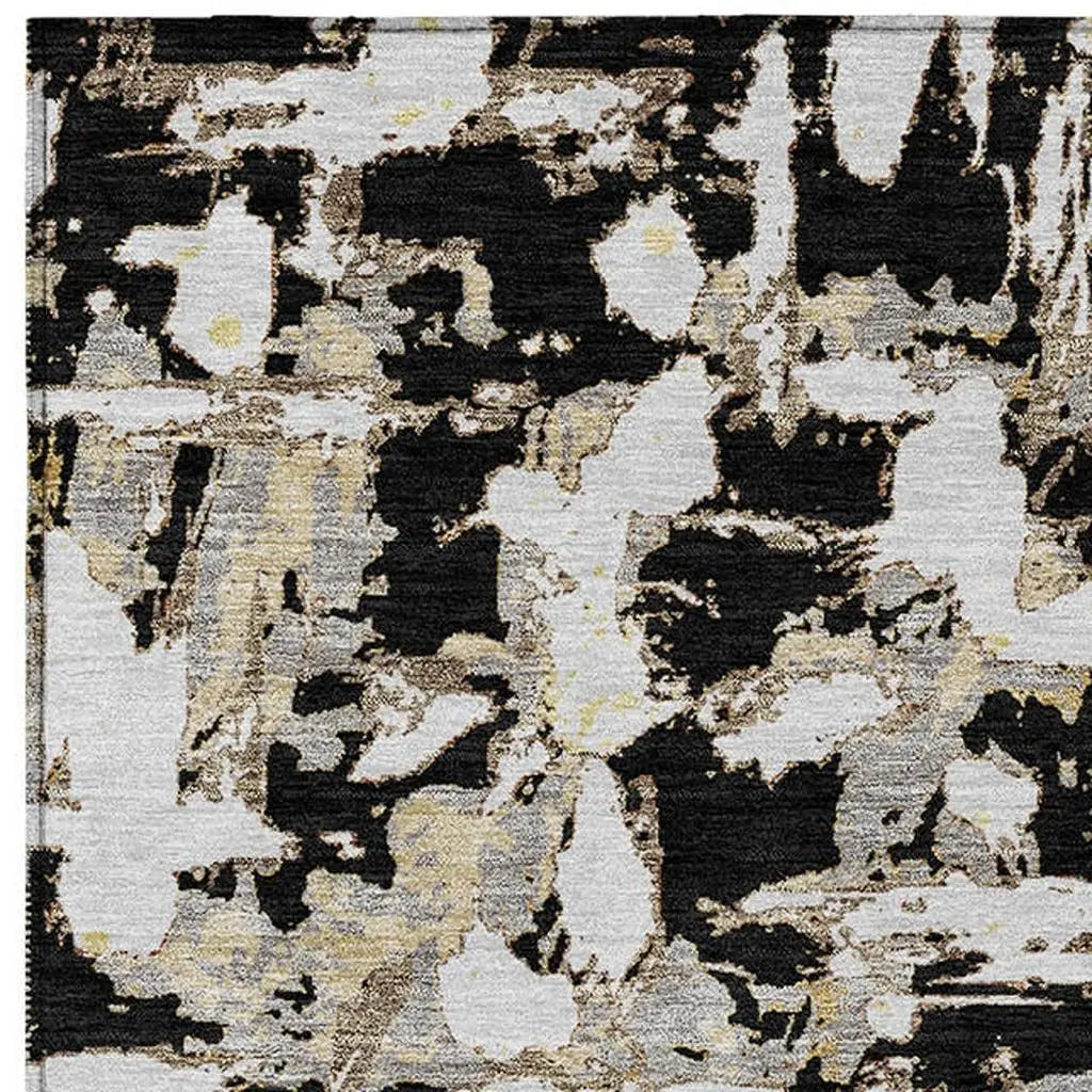 5' X 8' Black And Copper Abstract Washable Indoor Outdoor Area Rug Homeroots Outdoor