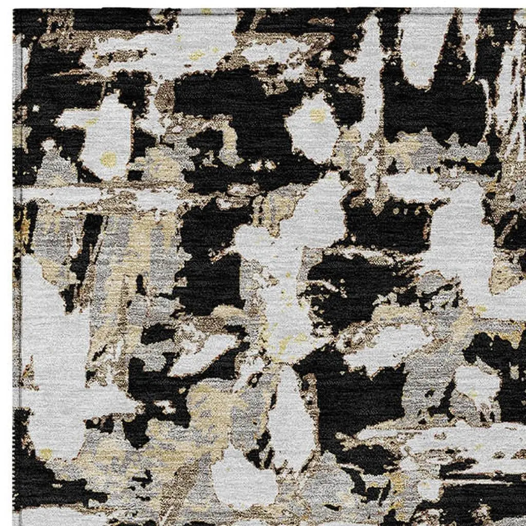 5' X 8' Black And Copper Abstract Washable Indoor Outdoor Area Rug Homeroots Outdoor