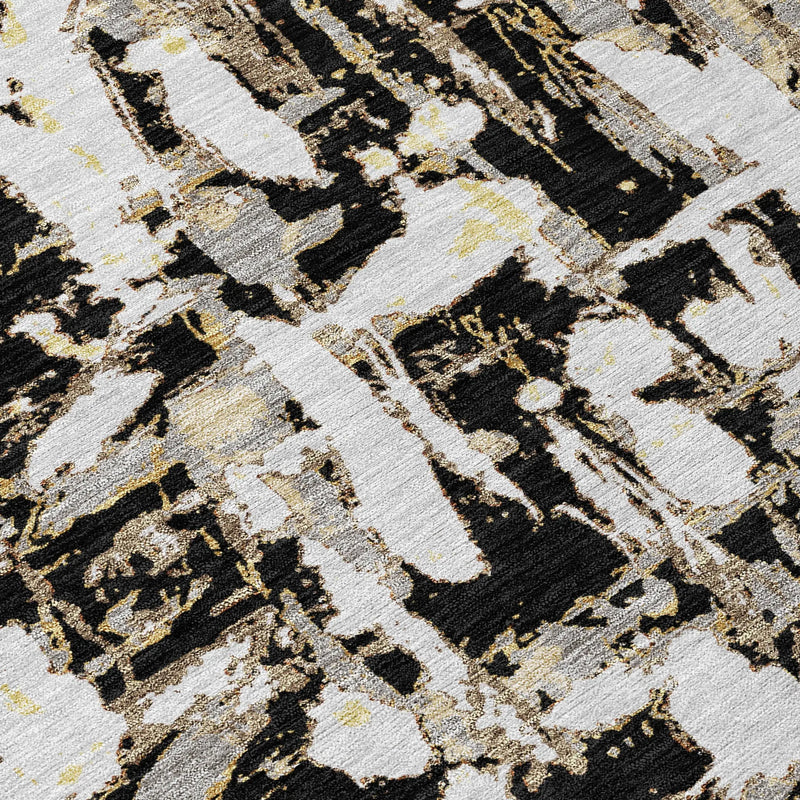 5' X 8' Black And Copper Abstract Washable Indoor Outdoor Area Rug Homeroots Outdoor