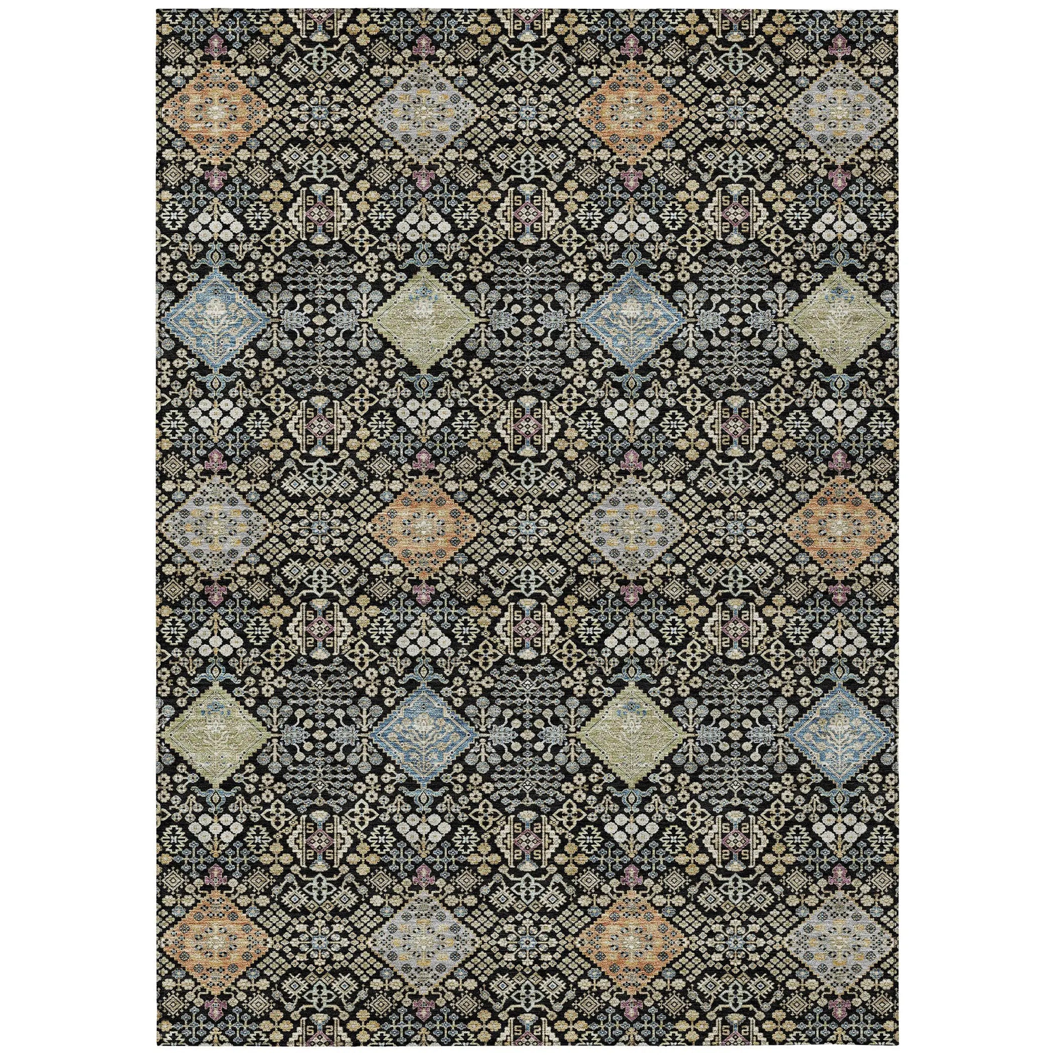 5' X 8' Black And Copper Oriental Washable Indoor Outdoor Area Rug Homeroots Outdoor