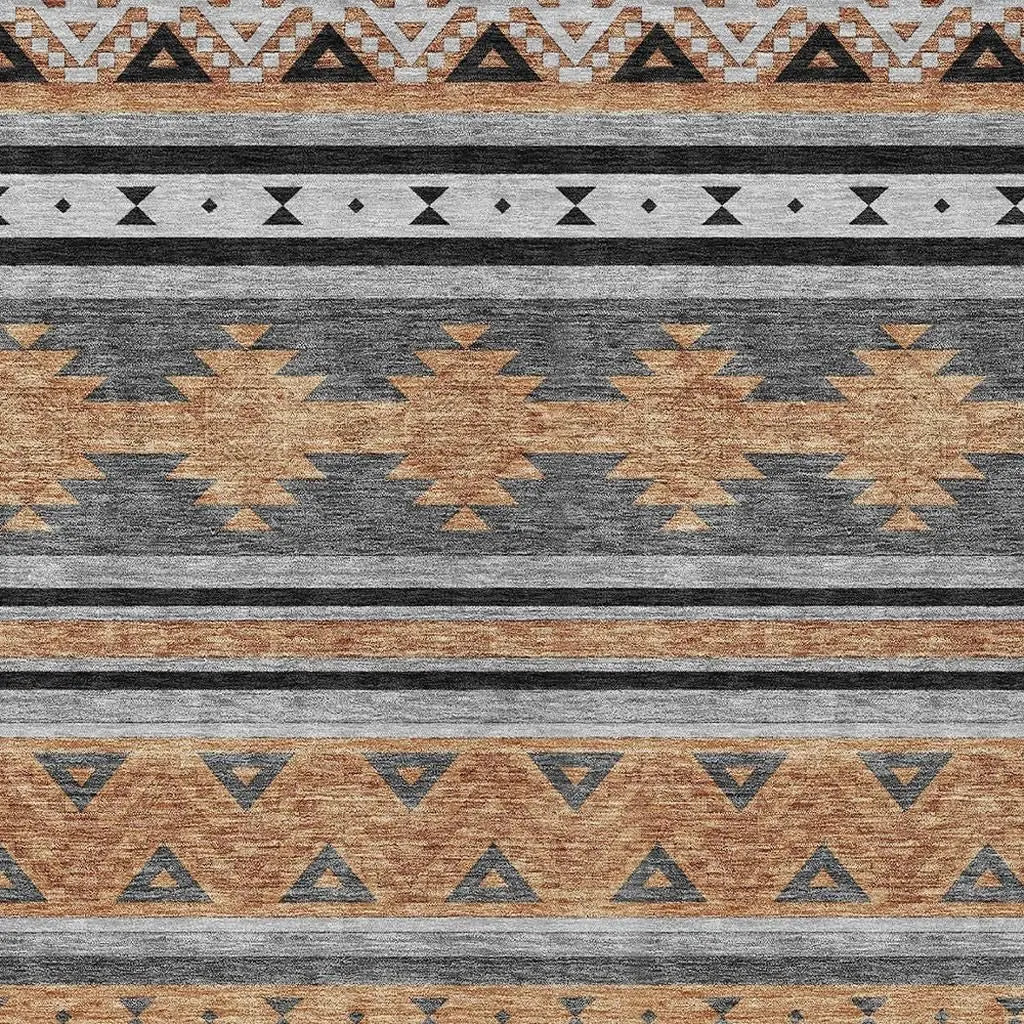 5' X 8' Black And Copper Southwestern Washable Indoor Outdoor Area Rug Homeroots Outdoor