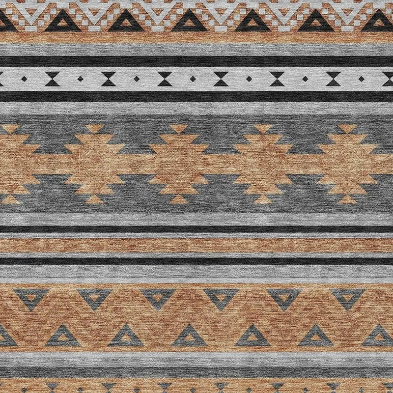 5' X 8' Black And Copper Southwestern Washable Indoor Outdoor Area Rug Homeroots Outdoor
