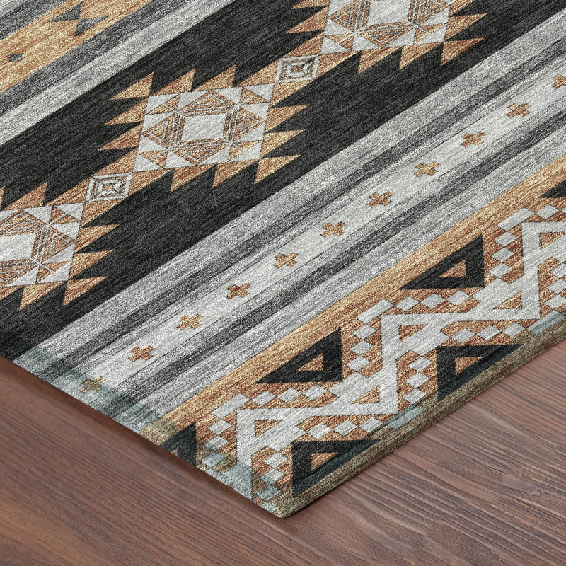 5' X 8' Black And Copper Southwestern Washable Indoor Outdoor Area Rug Homeroots Outdoor