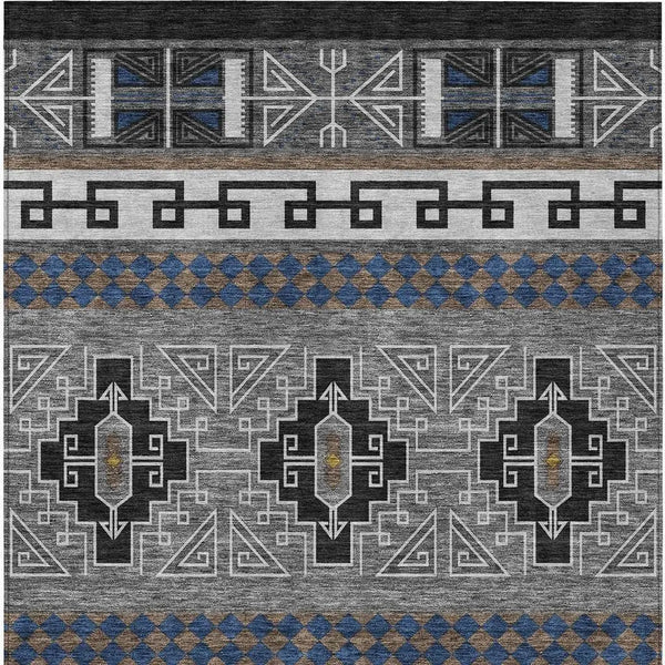 5' X 8' Black And Copper Tribal Washable Indoor Outdoor Area Rug Homeroots Outdoor