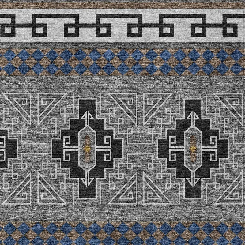 5' X 8' Black And Copper Tribal Washable Indoor Outdoor Area Rug Homeroots Outdoor