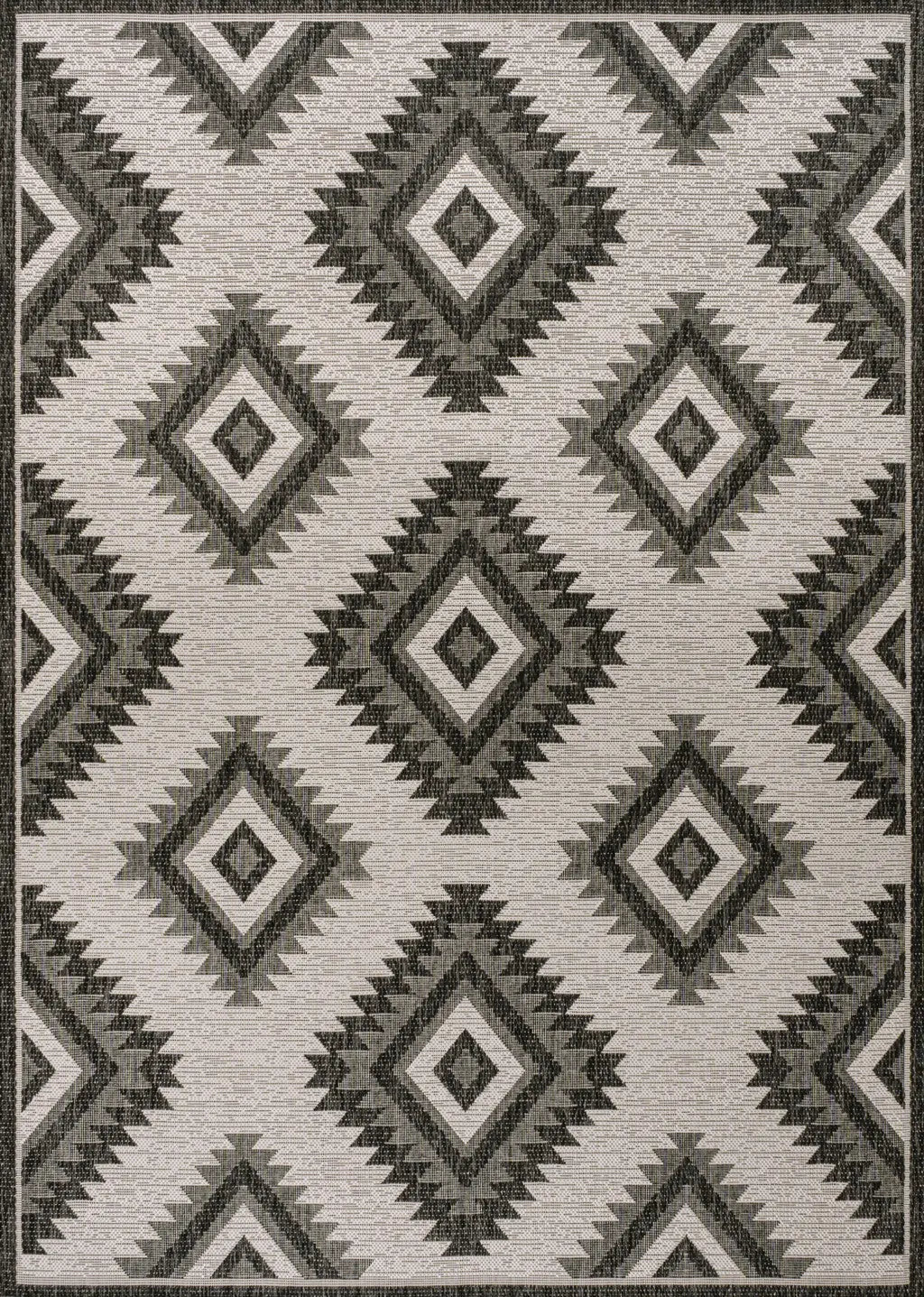 5' X 8' Black And Cream Moroccan Indoor Outdoor Area Rug - GreatEagleInc