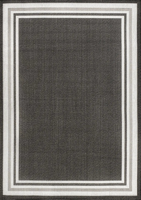 5' X 8' Black And Cream Striped Indoor Outdoor Area Rug Homeroots Outdoor