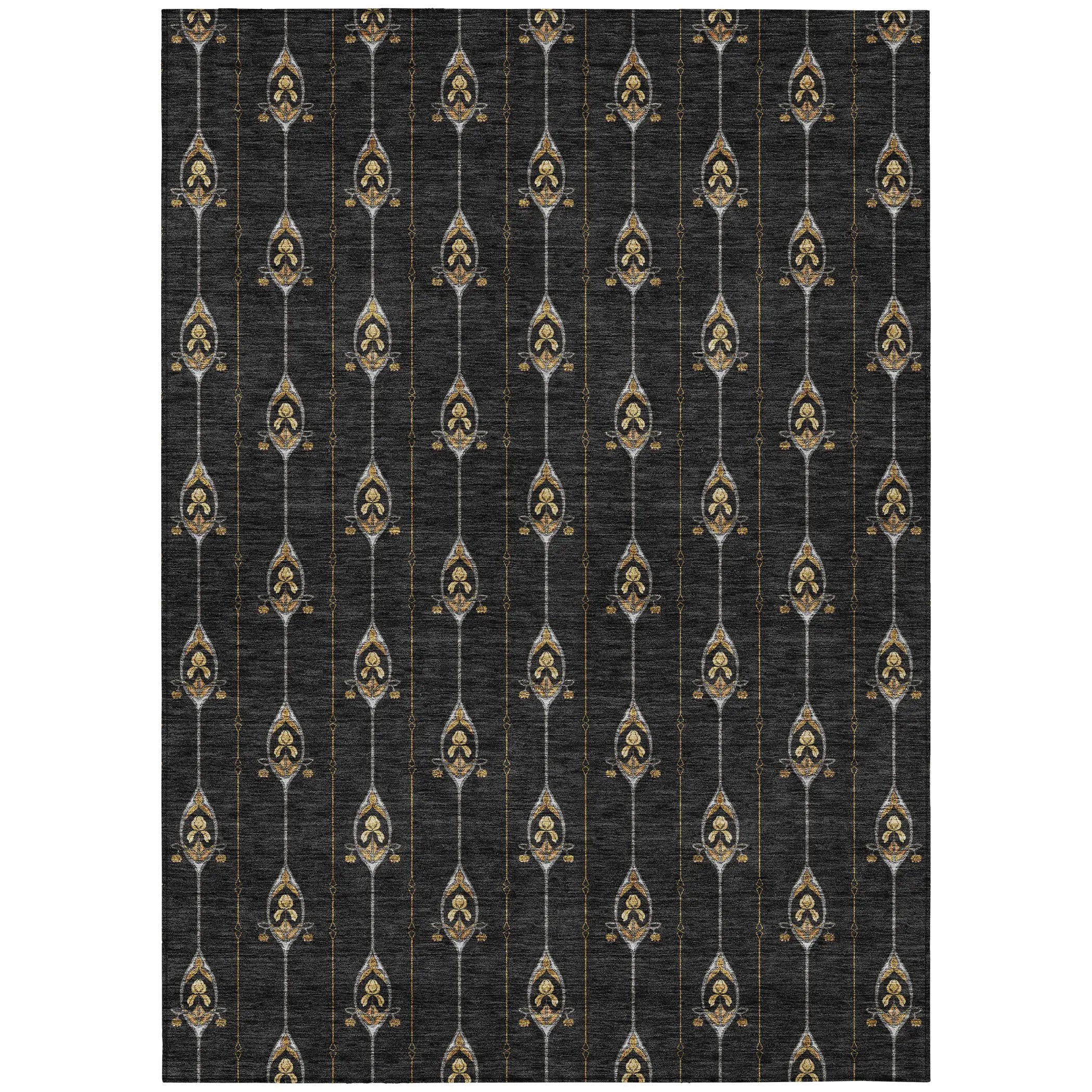 5' X 8' Black And Denim Blue Geometric Washable Indoor Outdoor Area Rug Homeroots Outdoor