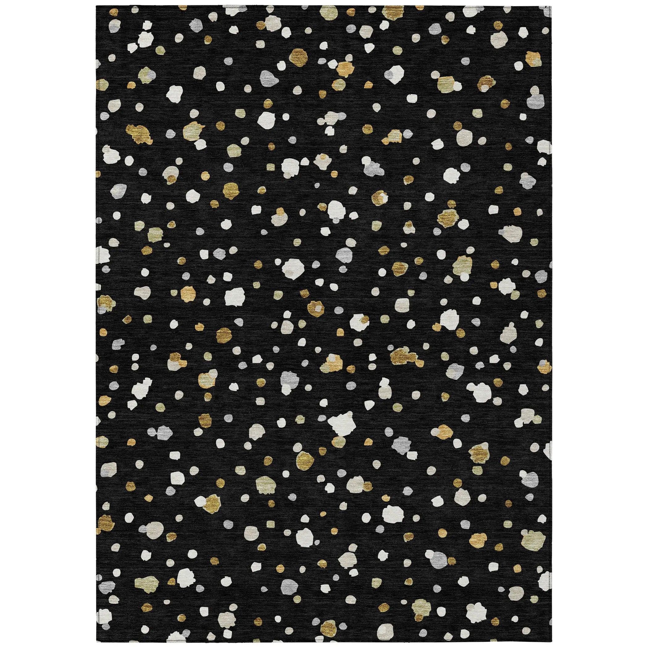 5' X 8' Black And Gold Geometric Washable Indoor Outdoor Area Rug Homeroots Outdoor