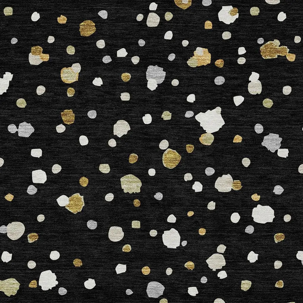 5' X 8' Black And Gold Geometric Washable Indoor Outdoor Area Rug Homeroots Outdoor