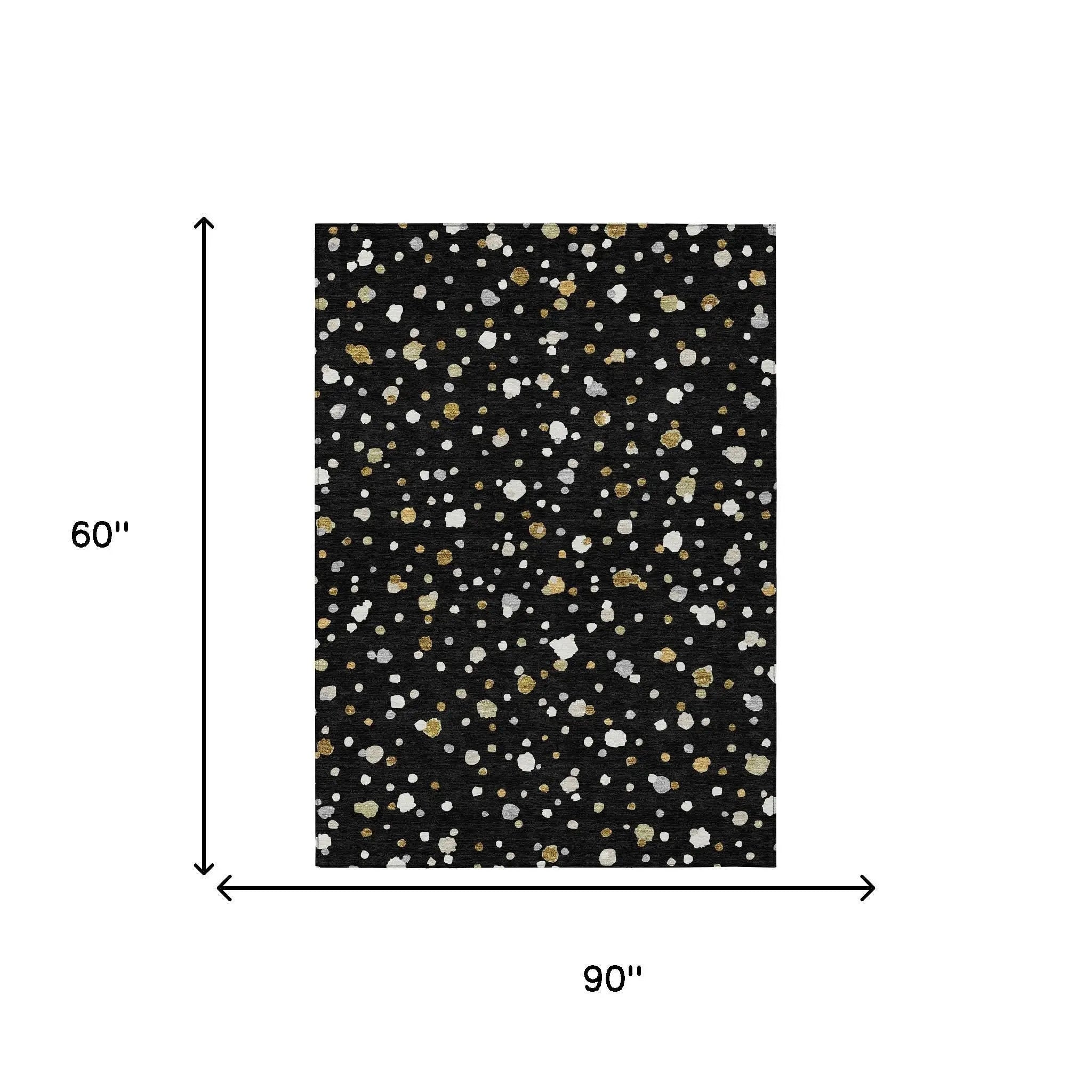 5' X 8' Black And Gold Geometric Washable Indoor Outdoor Area Rug Homeroots Outdoor