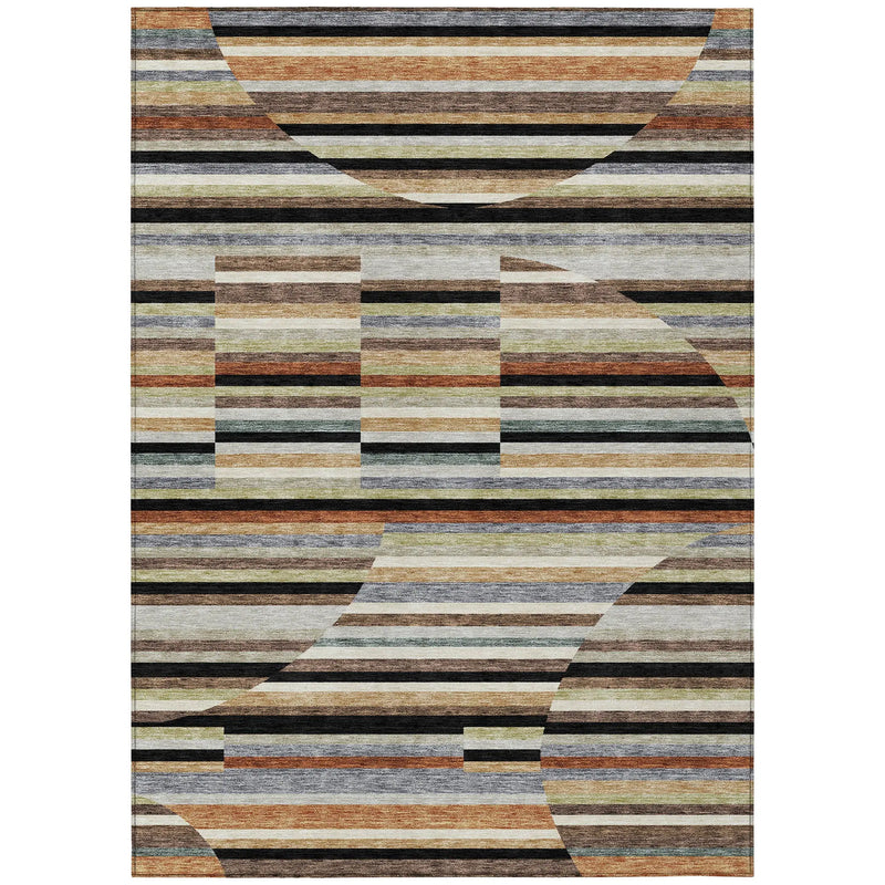 5' X 8' Black And Gold Striped Washable Indoor Outdoor Area Rug Homeroots Outdoor