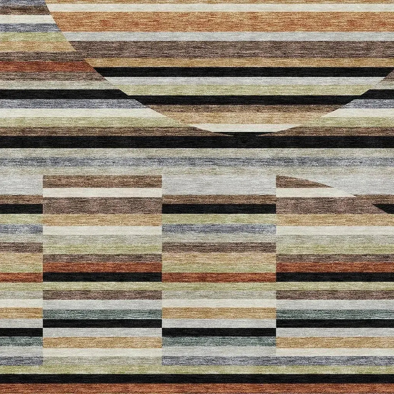 5' X 8' Black And Gold Striped Washable Indoor Outdoor Area Rug Homeroots Outdoor