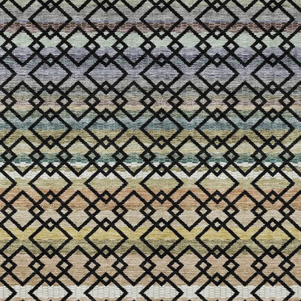 5' X 8' Black And Gold Striped Washable Indoor Outdoor Area Rug Homeroots Outdoor