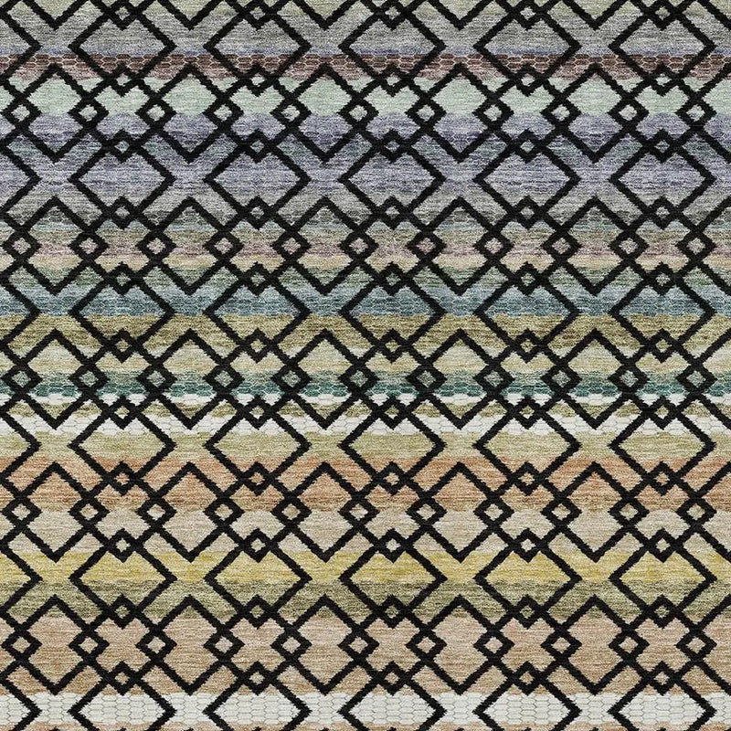 5' X 8' Black And Gold Striped Washable Indoor Outdoor Area Rug Homeroots Outdoor