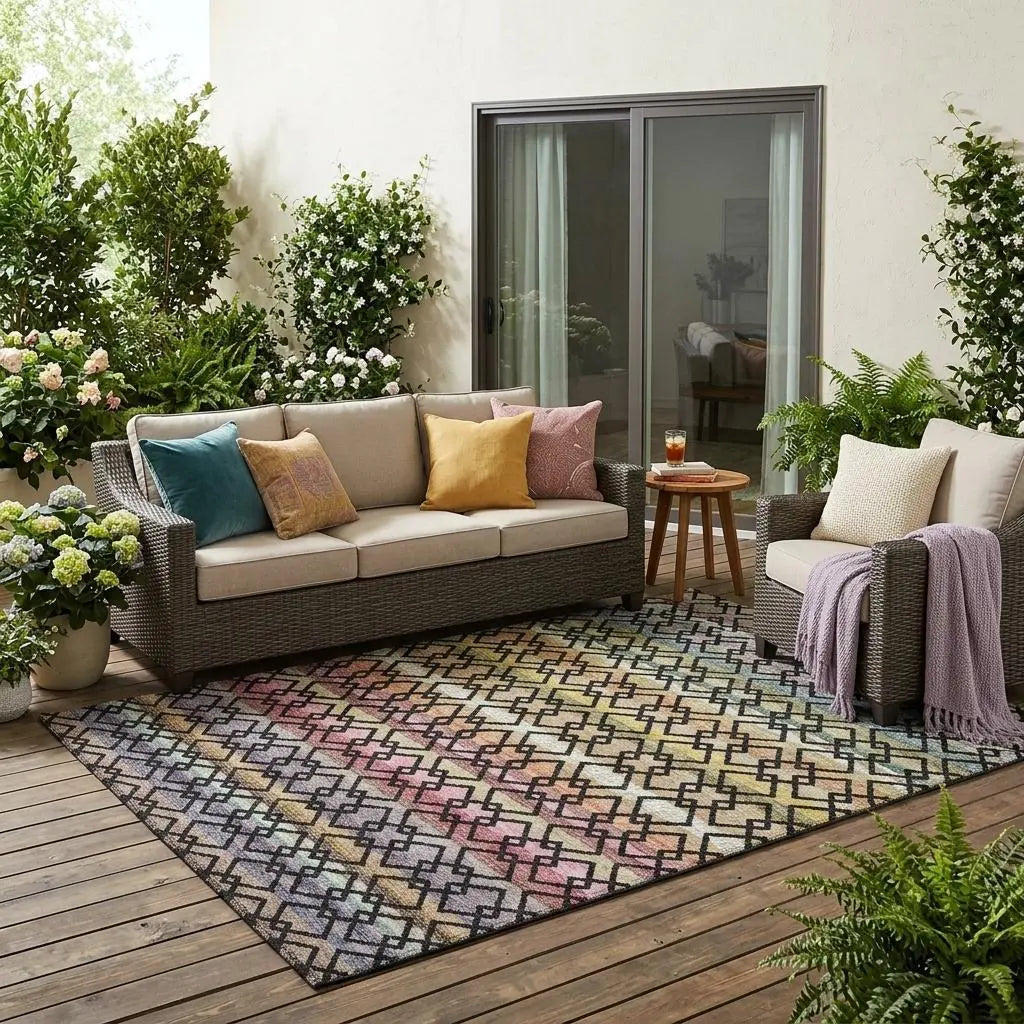 5' X 8' Black And Gold Striped Washable Indoor Outdoor Area Rug Homeroots Outdoor