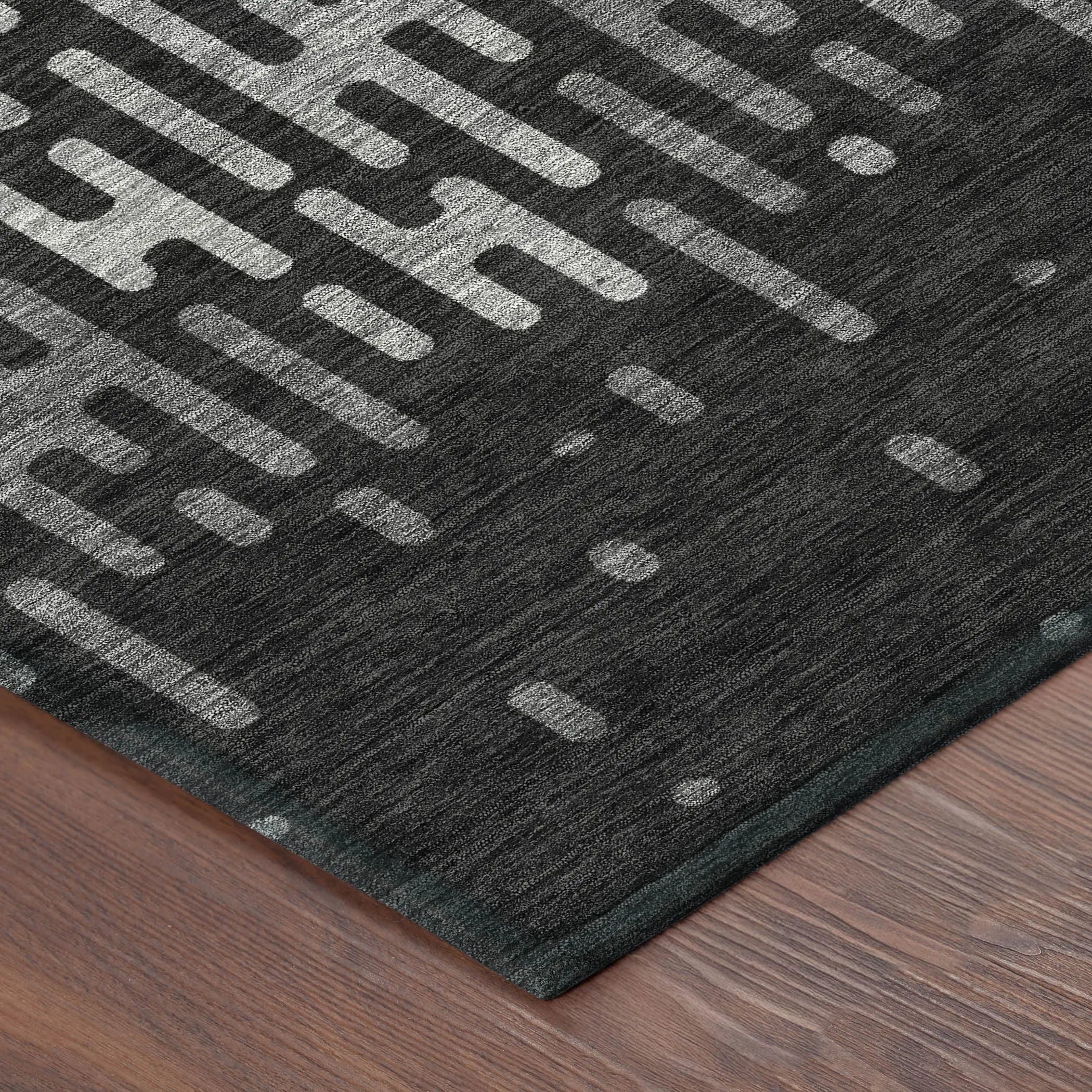 5' X 8' Black And Granite Gray Abstract Washable Indoor Outdoor Area Rug Homeroots Outdoor