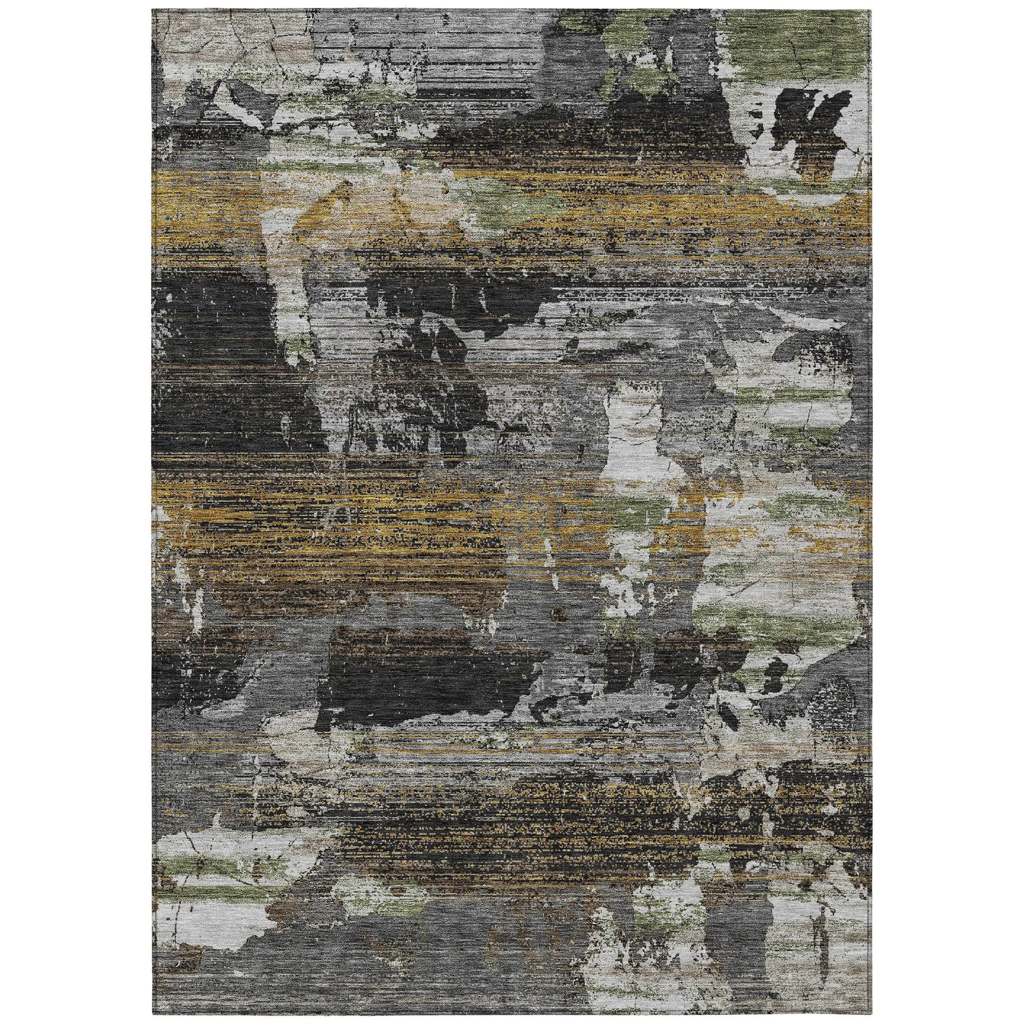 5' X 8' Black And Graphite Abstract Washable Indoor Outdoor Area Rug Homeroots Outdoor