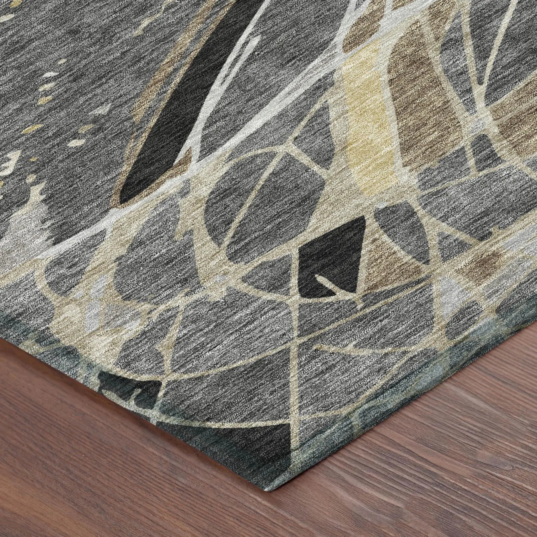 5' X 8' Black And Graphite Abstract Washable Indoor Outdoor Area Rug Homeroots Outdoor