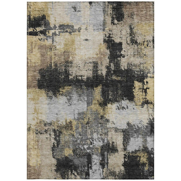 5' X 8' Black And Graphite Abstract Washable Indoor Outdoor Area Rug Homeroots Outdoor