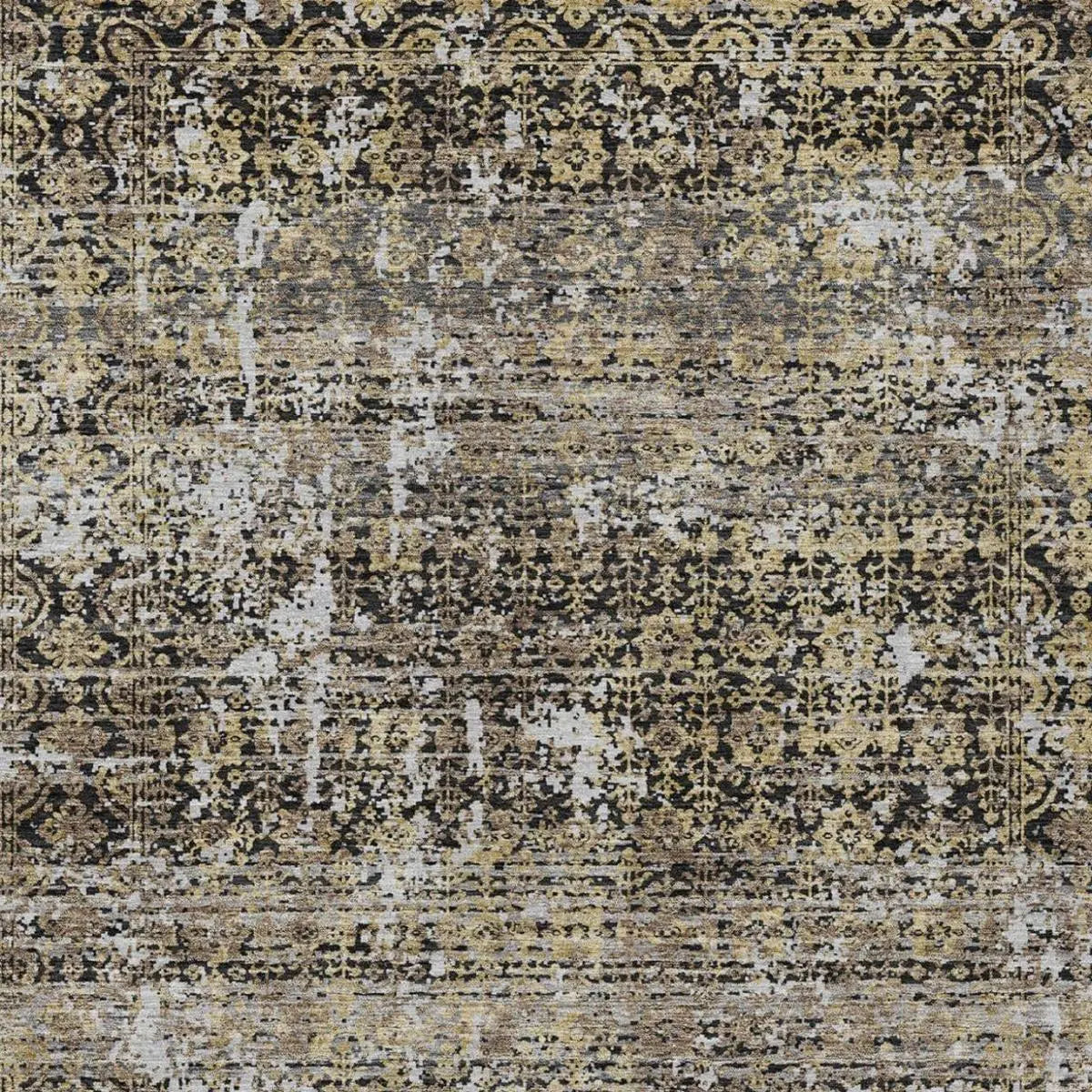 5' X 8' Black And Graphite Abstract Washable Indoor Outdoor Area Rug Homeroots Outdoor
