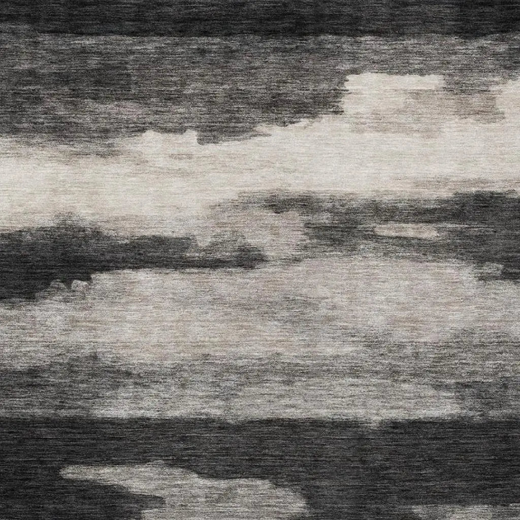 5' X 8' Black And Graphite Abstract Washable Indoor Outdoor Area Rug Homeroots Outdoor