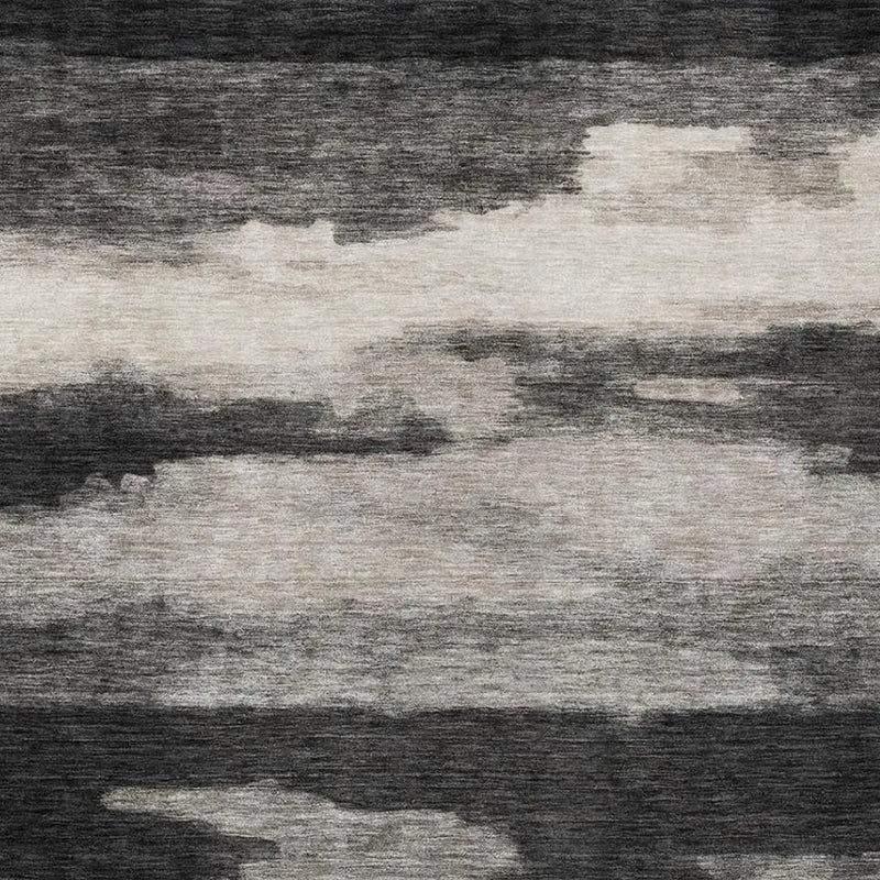 5' X 8' Black And Graphite Abstract Washable Indoor Outdoor Area Rug Homeroots Outdoor