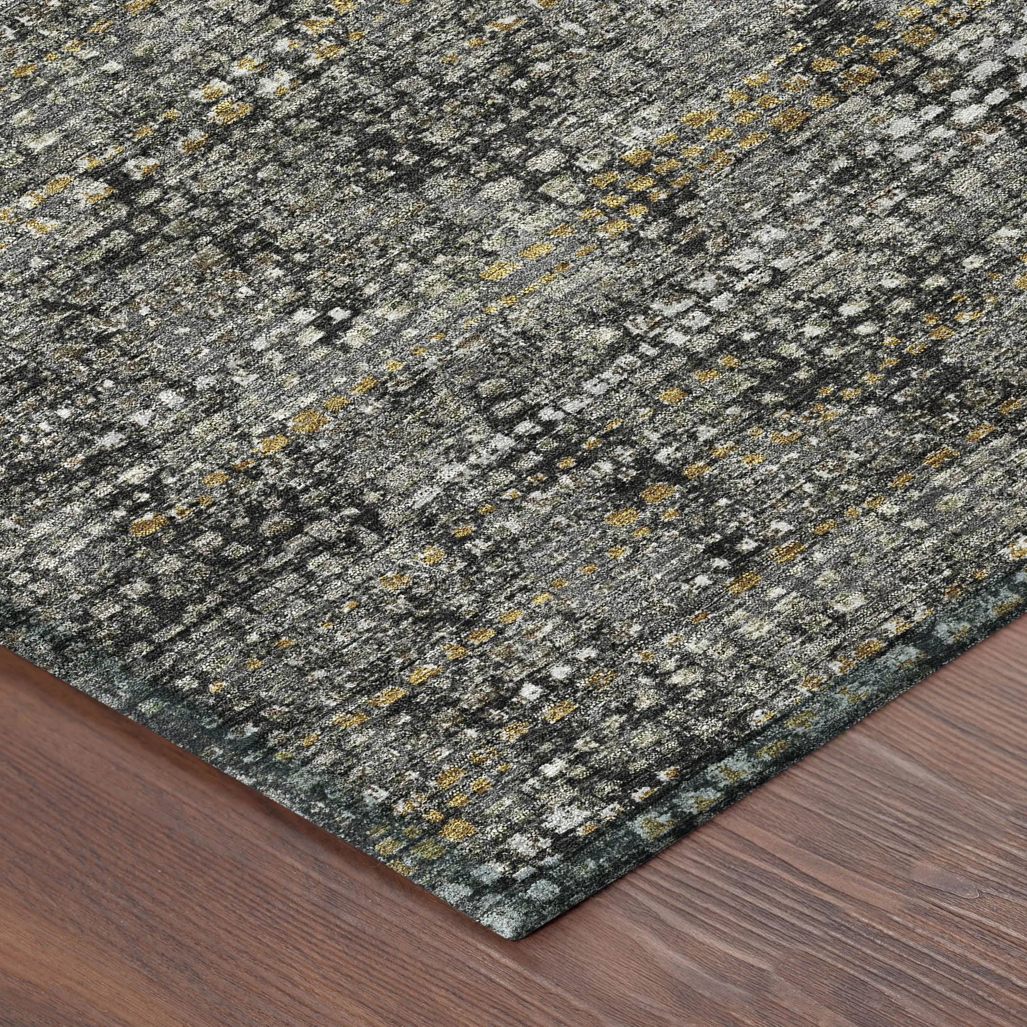 5' X 8' Black And Graphite Abstract Washable Indoor Outdoor Area Rug Homeroots Outdoor