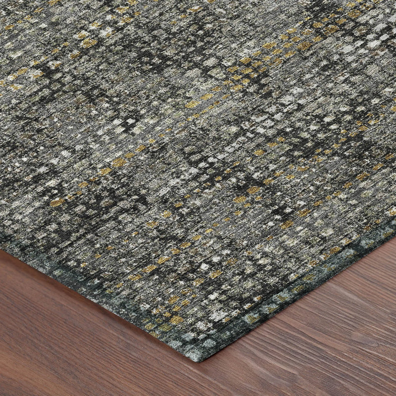 5' X 8' Black And Graphite Abstract Washable Indoor Outdoor Area Rug Homeroots Outdoor