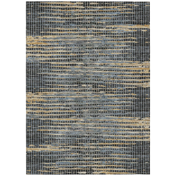 5' X 8' Black And Graphite Abstract Washable Indoor Outdoor Area Rug Homeroots Outdoor