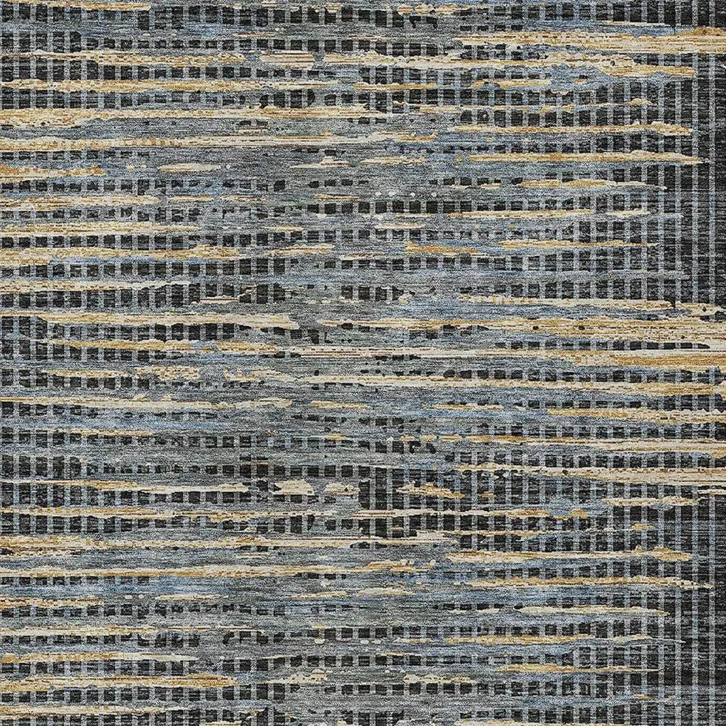 5' X 8' Black And Graphite Abstract Washable Indoor Outdoor Area Rug Homeroots Outdoor