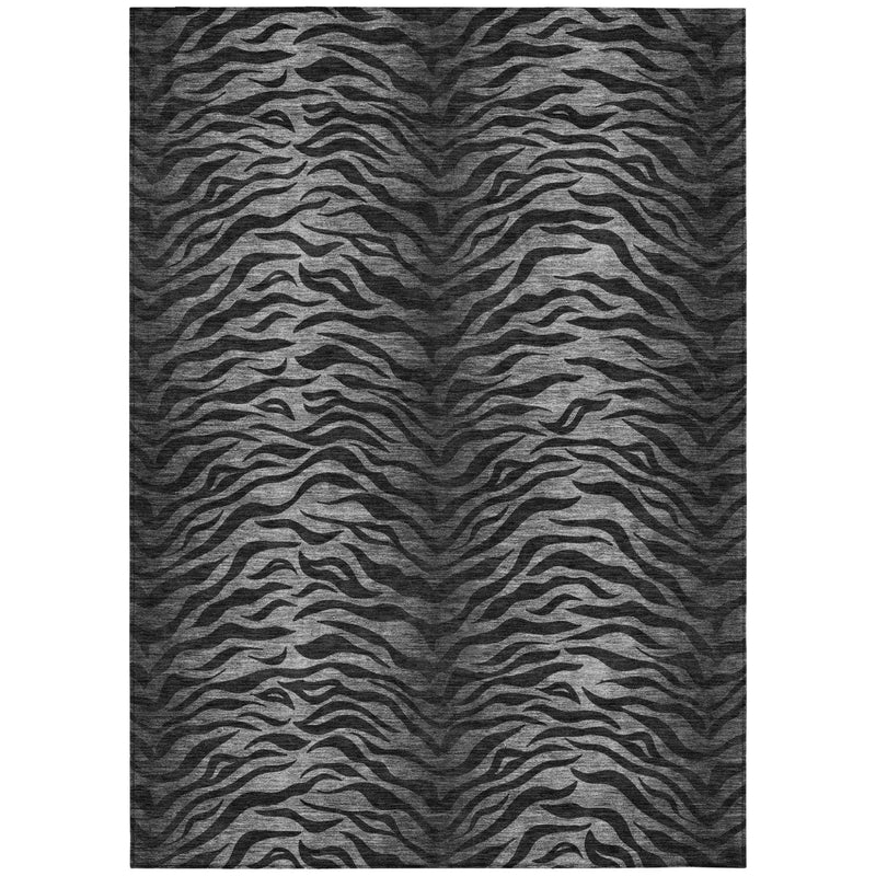5' X 8' Black And Graphite Animal Print Washable Indoor Outdoor Area Rug Homeroots Outdoor