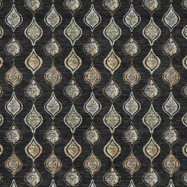 5' X 8' Black And Graphite Floral Washable Indoor Outdoor Area Rug Homeroots Outdoor