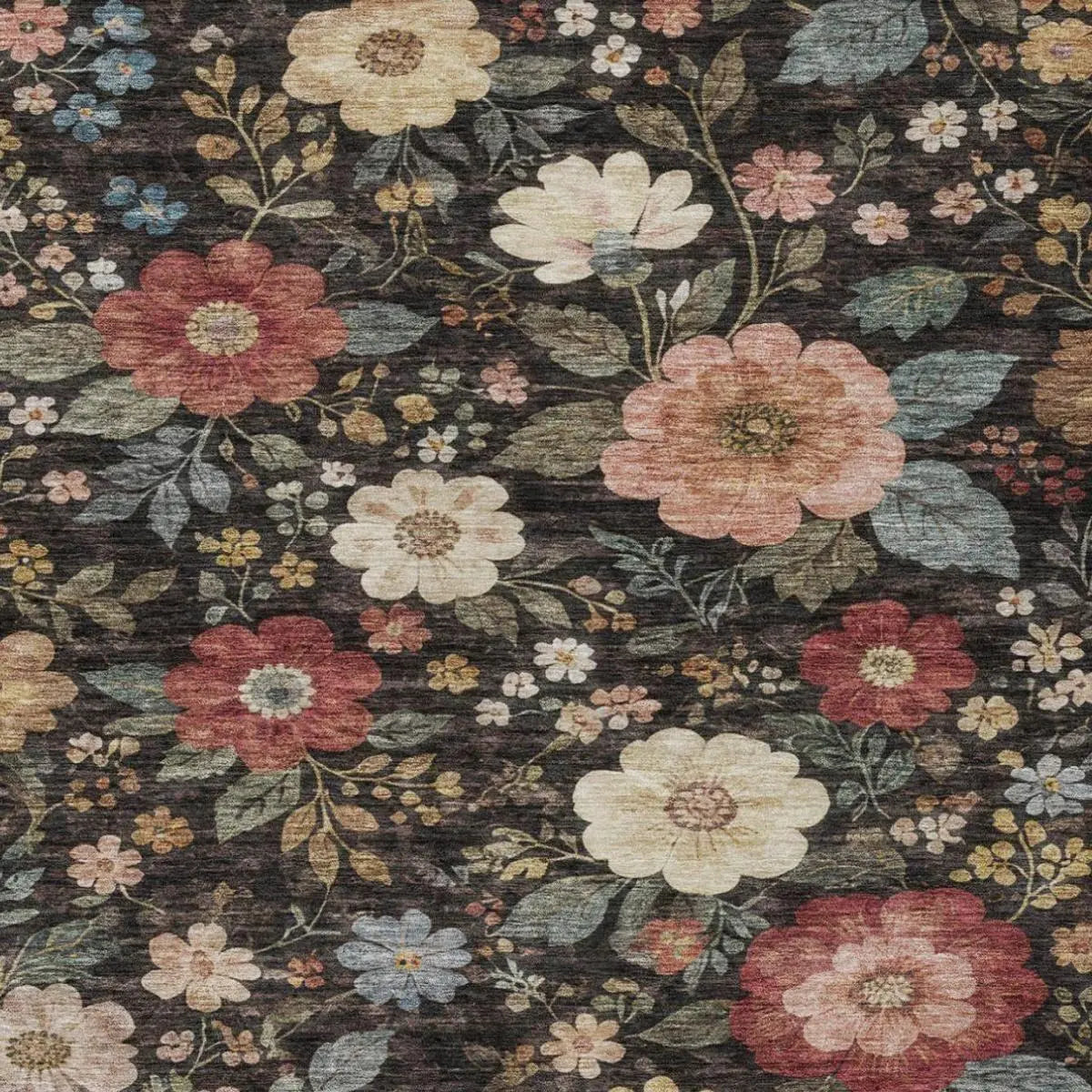 5' X 8' Black And Graphite Floral Washable Indoor Outdoor Area Rug Homeroots Outdoor