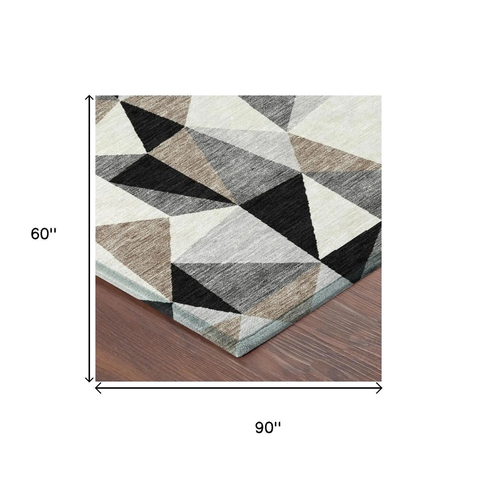 5' X 8' Black And Graphite Geometric Washable Indoor Outdoor Area Rug Homeroots Outdoor