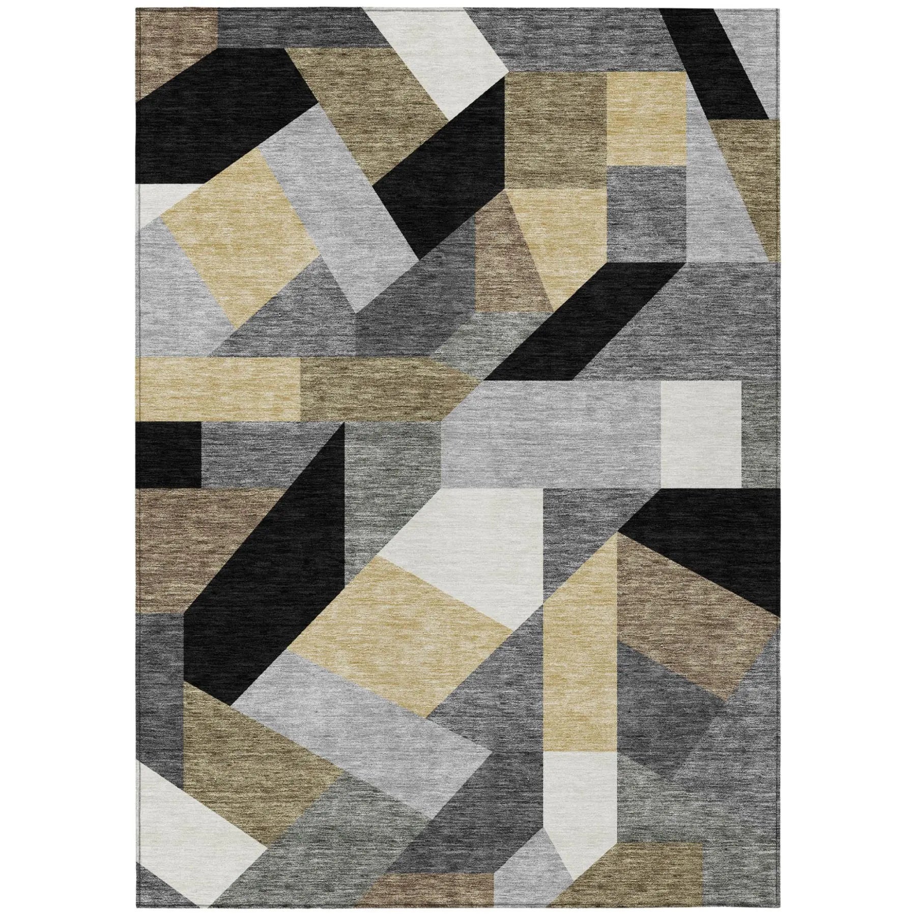 5' X 8' Black And Graphite Geometric Washable Indoor Outdoor Area Rug Homeroots Outdoor
