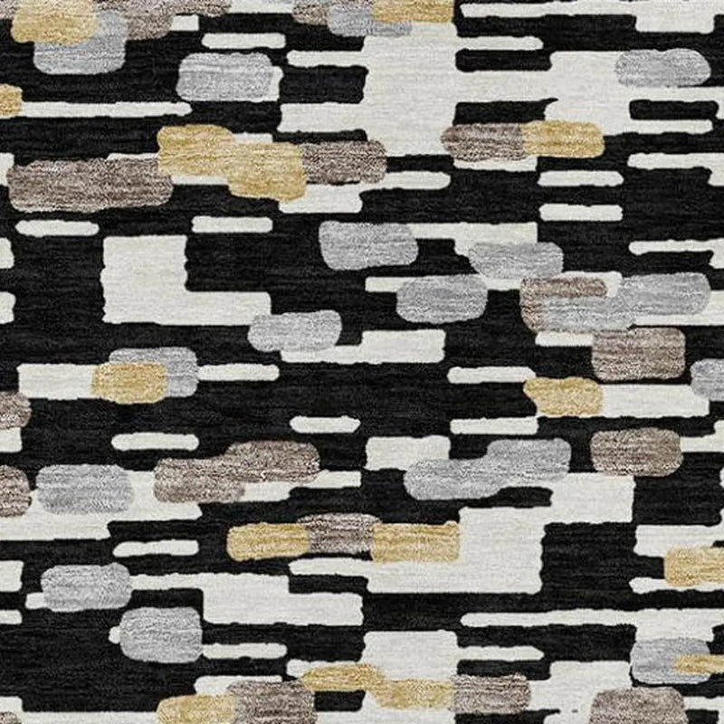 5' X 8' Black And Graphite Geometric Washable Indoor Outdoor Area Rug Homeroots Outdoor